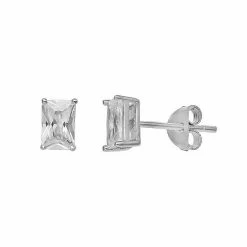 PRIMROSE Sterling Silver Baguette Cut Cubic Zirconia Stud Earrings