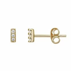 PRIMROSE 18k Gold Over Silver Cubic Zirconia Mini Bar Stud Earrings