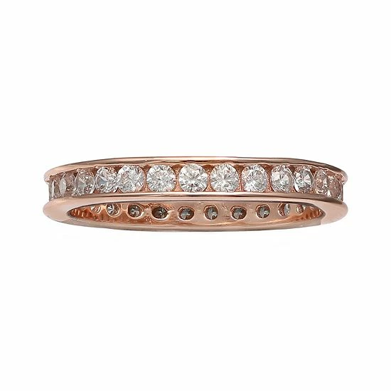 PRIMROSE 18k Rose Gold Over Silver Cubic Zirconia Eternity Band