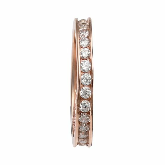 PRIMROSE 18k Rose Gold Over Silver Cubic Zirconia Eternity Band - Image 2