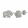 PRIMROSE Sterling Silver Cubic Zirconia Elephant Stud Earrings