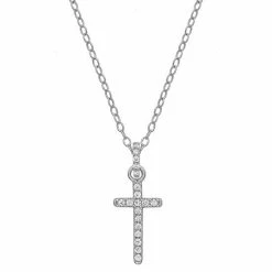 PRIMROSE Sterling Silver Cubic Zirconia Cross Pendant Necklace