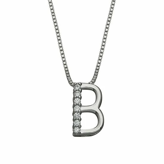 PRIMROSE Sterling Silver Cubic Zirconia Initial Pendant Necklace Silver Tone Z - Image 16