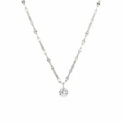 PRIMROSE Sterling Silver Floating Cubic Zirconia Pendant Necklace
