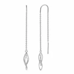 PRIMROSE Sterling Silver Twisted Chain Threader Earrings