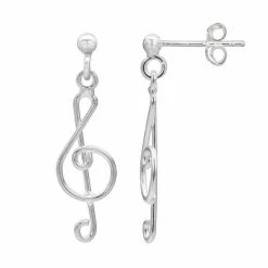 PRIMROSE Sterling Silver Treble Clef Drop Earrings