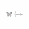 PRIMROSE Sterling Silver Multicolor Nano Stone & Cubic Zirconia Butterfly Stud Earrings
