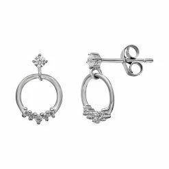 PRIMROSE Sterling Silver & Graduated Cubic Zirconia Circle Drop Earrings