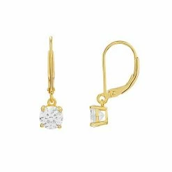 PRIMROSE 18k Gold Over Silver Cubic Zirconia Leverback Earrings
