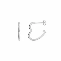 PRIMROSE Sterling Silver Polished Heart Shaped Hoop Earrings