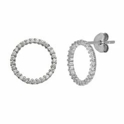 PRIMROSE Sterling Silver Cubic Zirconia Open Circle Stud Earrings