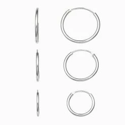 PRIMROSE Sterling Silver Graduated Hoop Earring Set