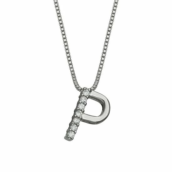 PRIMROSE Sterling Silver Cubic Zirconia Initial Pendant Necklace Silver Tone Z - Image 17