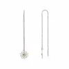 PRIMROSE Two Tone Sterling Silver Daisy Threader Drop Earrings