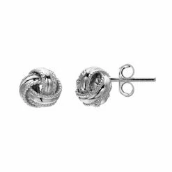 PRIMROSE Sterling Silver Textured Love Knot Stud Earrings