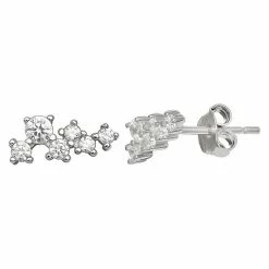 PRIMROSE Sterling Silver Cluster Cubic Zirconia Stud Earrings