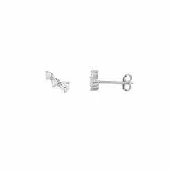 PRIMROSE Sterling Silver Cubic Zirconia Crawler Stud Earrings