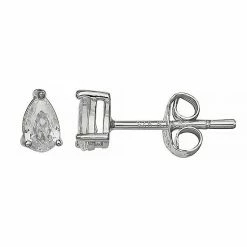 Primrose Sterling Silver Pear Cubic Zirconia Stud Earrings