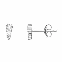 PRIMROSE Sterling Silver Cubic Zirconia Graduated Stud Earrings