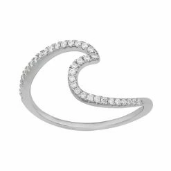 PRIMROSE Sterling Silver Cubic Zirconia Wave Ring
