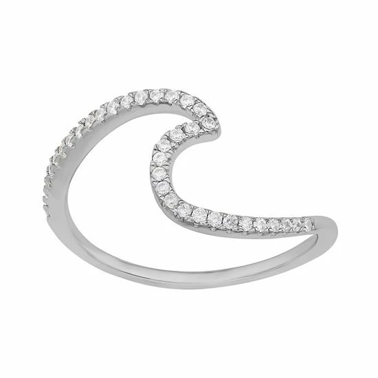 PRIMROSE Sterling Silver Cubic Zirconia Wave Ring