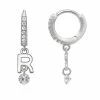 PRIMROSE Sterling Silver Initial Huggie Hoop Drop Earrings