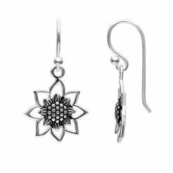 PRIMROSE Sterling Silver Sunflower Drop Earrings