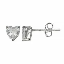 PRIMROSE Sterling Silver Cubic Zirconia Heart Stud Earrings