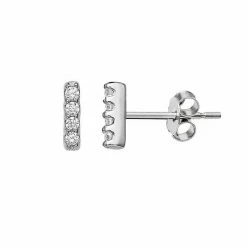 PRIMROSE Sterling Silver Pave Cubic Zirconia Bar Stud Earrings