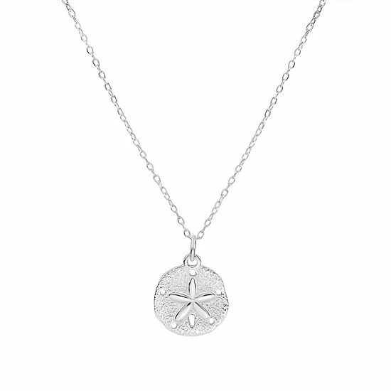 PRIMROSE Sterling Silver Texturized Sand Dollar Pendant Necklace