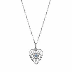 PRIMROSE Sterling Silver Blue Spinel Evil Eye Heart Pendant Necklace