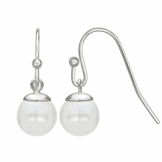 Primrose Sterling Silver Simulated Pearl Drop Earrings