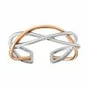 Primrose Two Tone Sterling Silver And 18k Rose Gold Plated Twisted Toe Ring