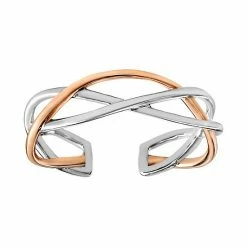 Primrose Two Tone Sterling Silver And 18k Rose Gold Plated Twisted Toe Ring