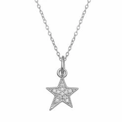 PRIMROSE Sterling Silver Cubic Zirconia Star Pendant Necklace