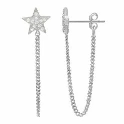 PRIMROSE Sterling Silver Cubic Zirconia Star Front-Back Earrings