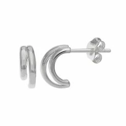 PRIMROSE Sterling Silver Double C-Hoop Earrings