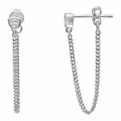 PRIMROSE Sterling Silver Cubic Zirconia Chain Drop Earrings
