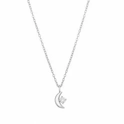 PRIMROSE Sterling Silver Cubic Zirconia Crescent Moon Pendant Necklace