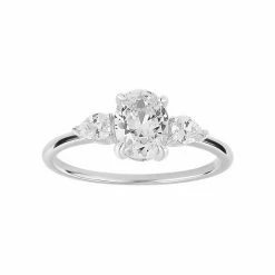 PRIMROSE Sterling Silver Oval Cubic Zirconia Band Ring