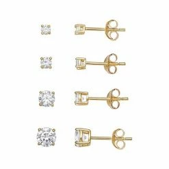 PRIMROSE Sterling Silver Cubic Zirconia Graduated Stud Earring Set