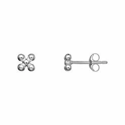 PRIMROSE Sterling Silver Polished Ball Flower Stud Earrings