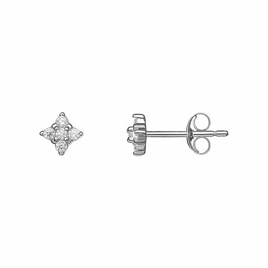 PRIMROSE Sterling Silver Cubic Zirconia Flower Stud Earrings