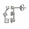 PRIMROSE Primrose Sterling Silver Cubic Zirconia Curved Wire Stud Earring