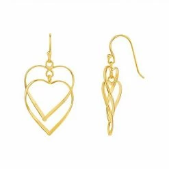 PRIMROSE 18k Gold Over Silver Double Heart Drop Earrings