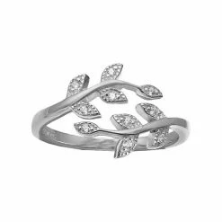 PRIMROSE Sterling Silver Cubic Zirconia Pave Vine Bypass Ring