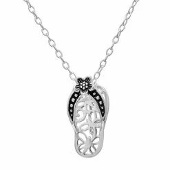 PRIMROSE Sterling Silver Filigree Flower Flip Flop Pendant