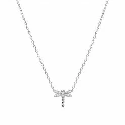 PRIMROSE Sterling Silver Cubic Zirconia Dragonfly Necklace