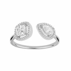 PRIMROSE Sterling Silver Cubic Zirconia Teardrop Bypass Ring