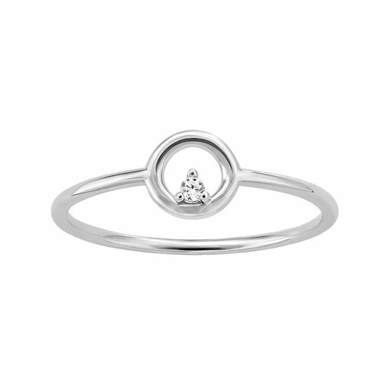 PRIMROSE Sterling Silver Open Circle Cubic Zirconia Ring